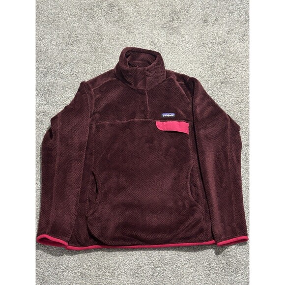 Women Sz Medium Patagonia Pullover Maroon Re-Tool Snap T Fleece Sweater Jacket - Picture 1 of 8
